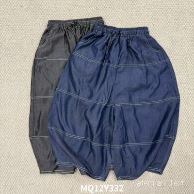 明线天丝牛仔裤