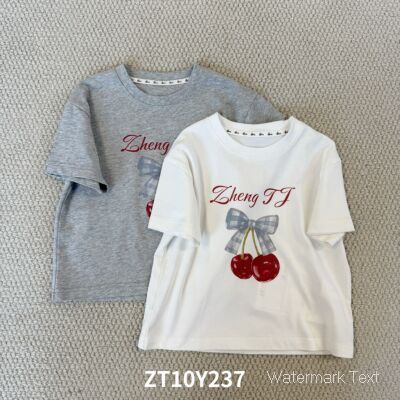 蝴蝶结印花短袖T恤