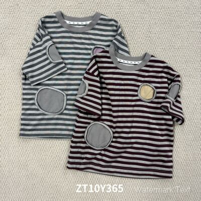 破洞条纹短袖T恤